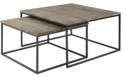Salontafelset Pandera 65 en 80 cm vierkant mango grijs