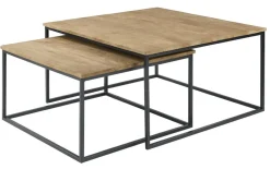 Salontafelset Pandera 65 en 80 cm vierkant mango naturel