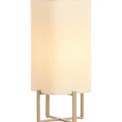 Tafellamp Focate Taupe vierkant laag ecru 1-lichts