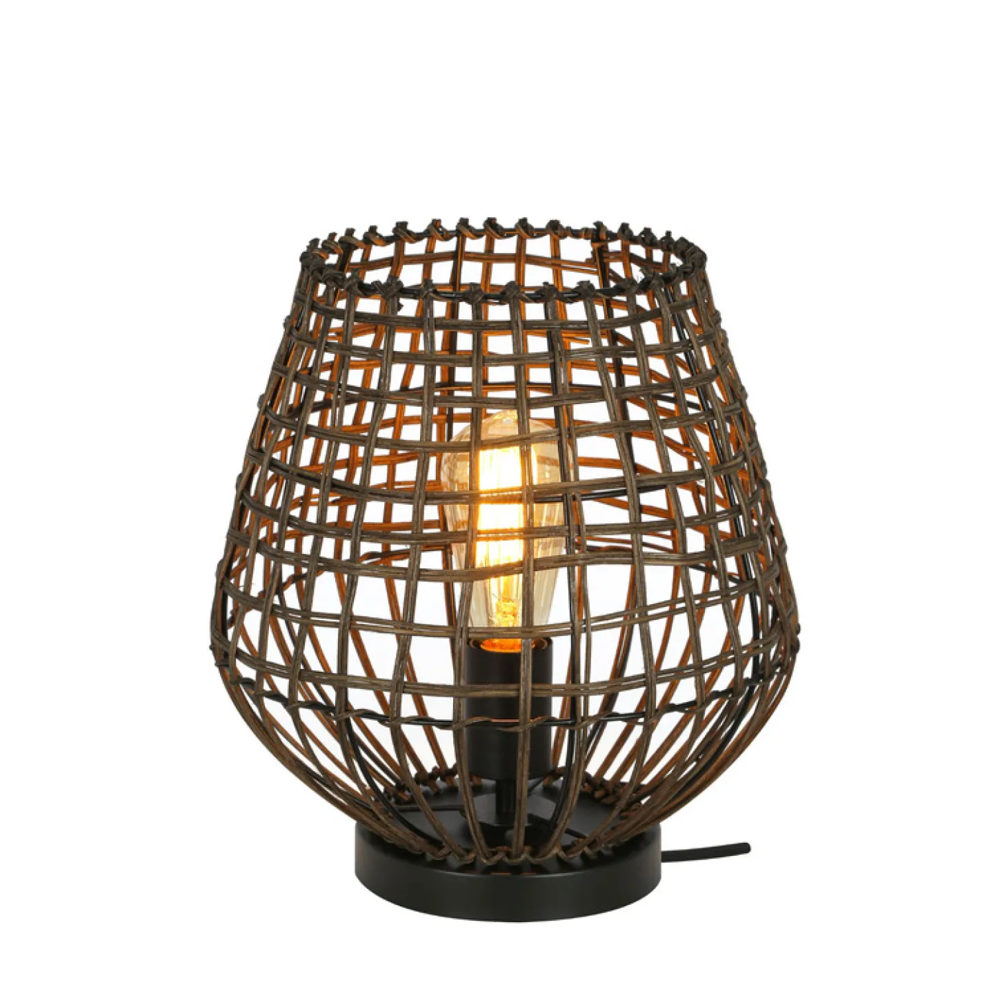 Tafellamp Scarperio Rond 29 cm rotan bruin