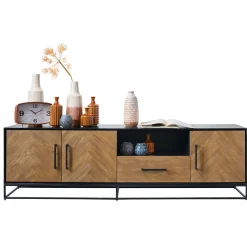 TV-meubel Vinito (199 CM) eiken fineer zwart/naturel
