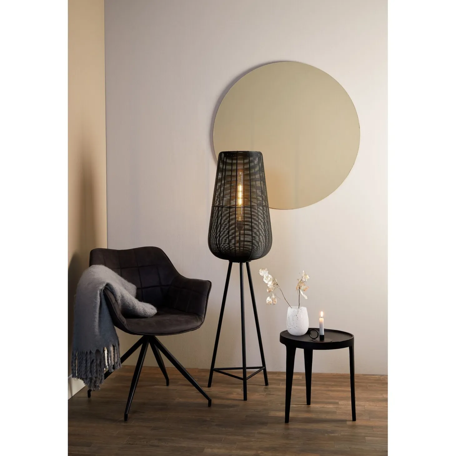 Vloerlamp Barzio Mat zwart 1-lichts