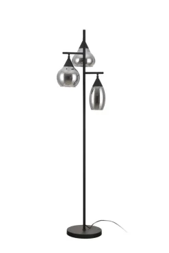 Vloerlamp zwart Smoke glas 3-lichts - Lungo