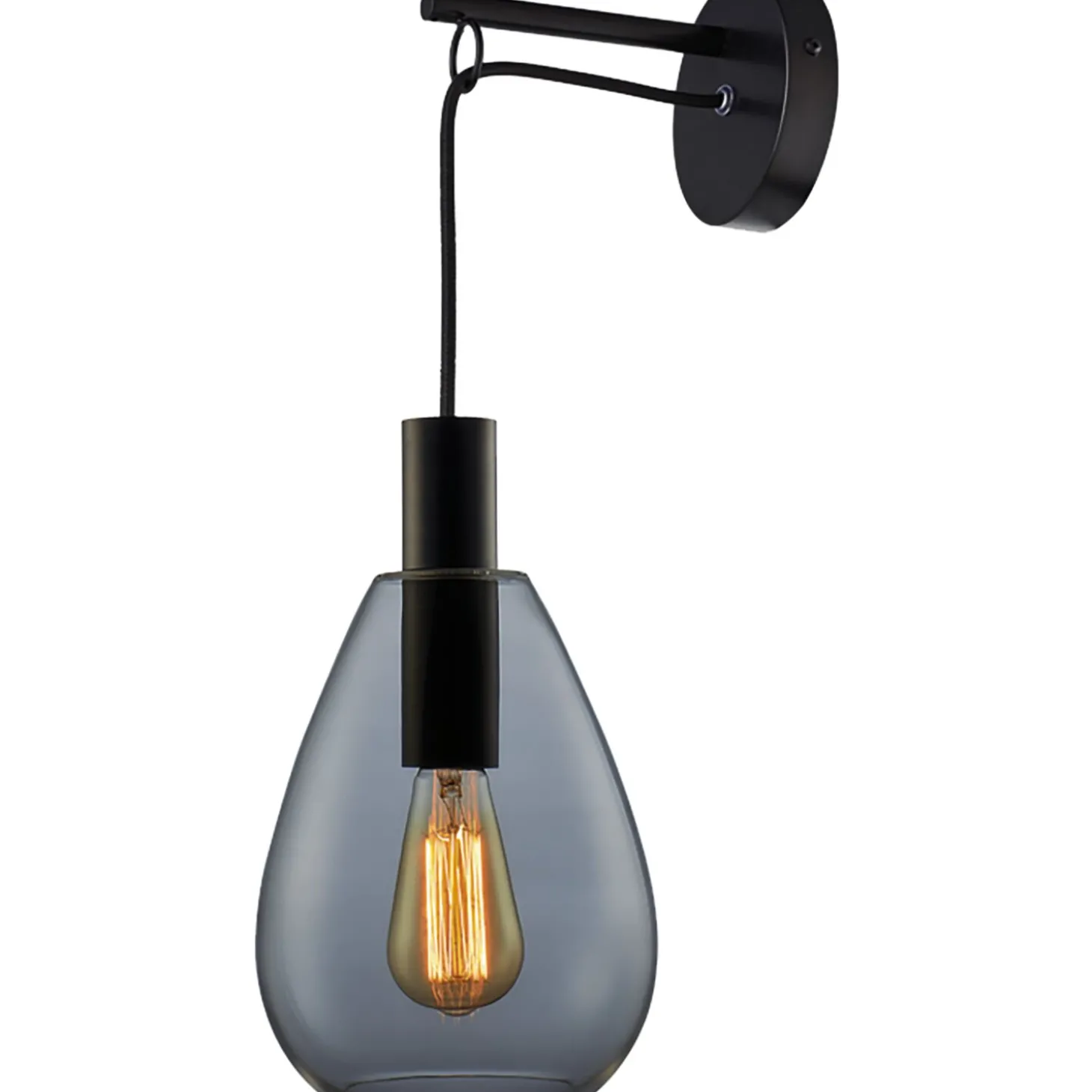Wandlamp Felinio Smoke glas 1-lichts hangend
