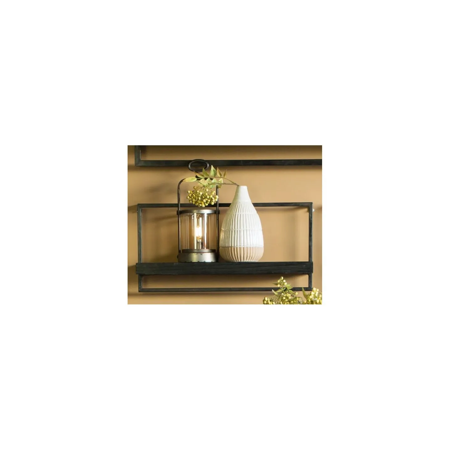 Wandplank Pardal Hout metaal 24x80 cm zwart