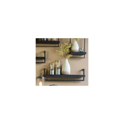 Wandplank Pardal Hout metaal 24x100 cm zwart