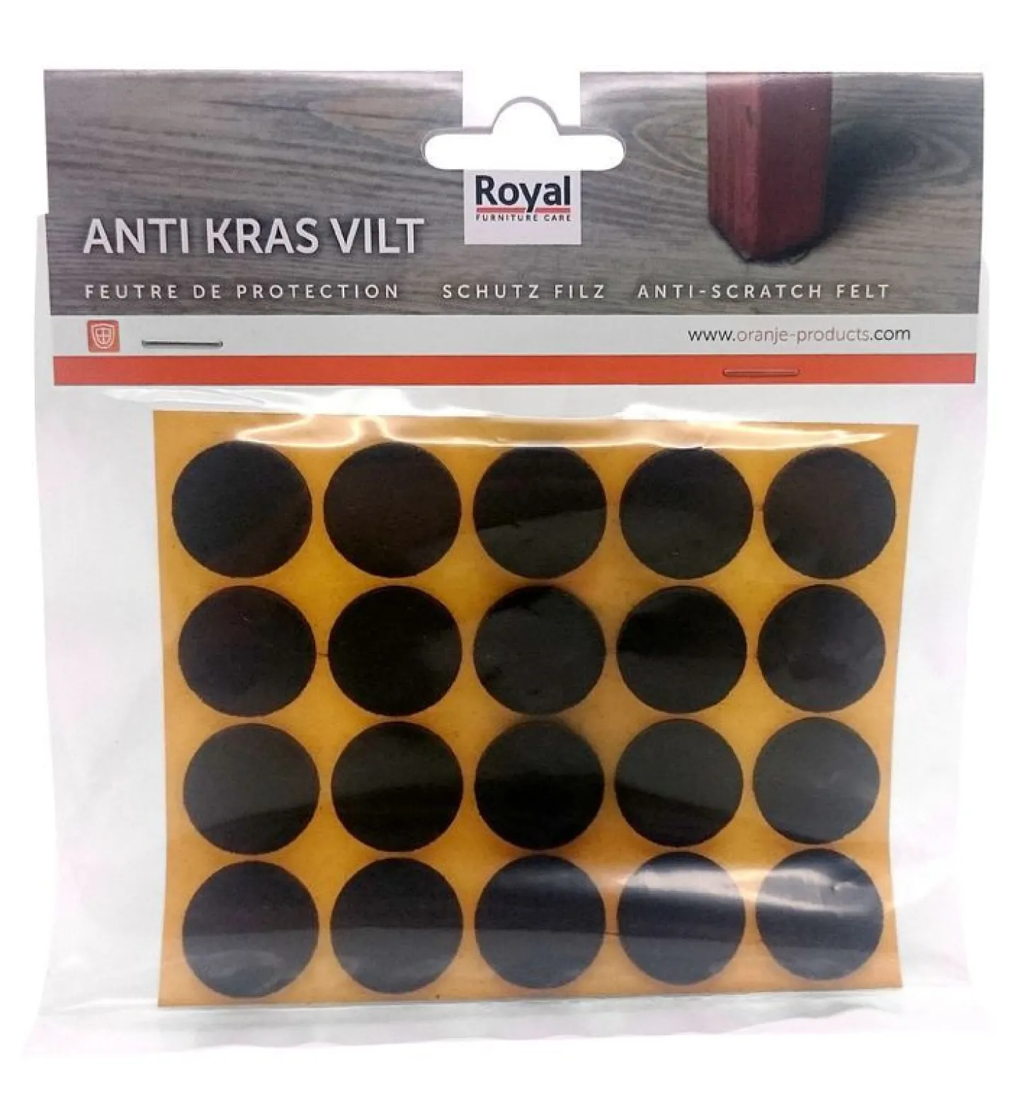 Zelfklevend Oravilt 22 mm rond bruin 40 stuks