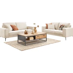 2,5 zitsbank Barrio Ecru 2x80 basic comfort