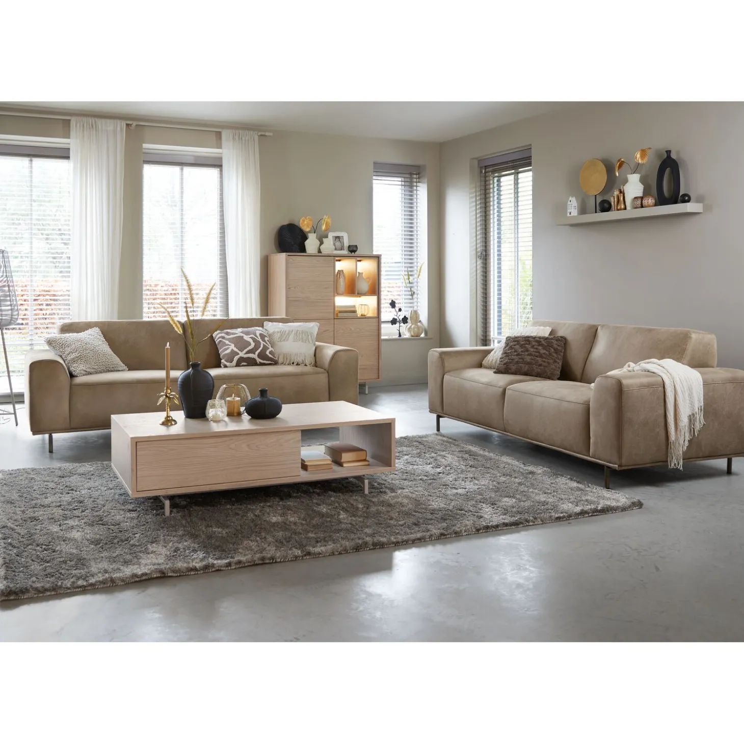 3 zitsbank Pantini Microleder bruin excellent comfort